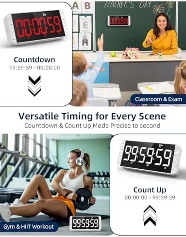 Large 7.8" Digital Timer with LED Display, Magnetic for Kitchen & Classroom - Image 3