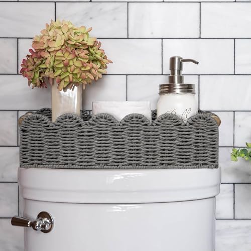 CubesLand Scalloped Toilet Paper Storage Basket W/Handle for Home Decor - Image 4