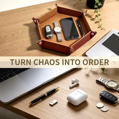 2 Pack Leather Valet Tray Desktop Storage Organizer Catchall Tray - Image 3