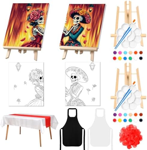 Zhanmai 2 Pack Day of The Dead Sip and Paint Kit for Couples by Zhanmai