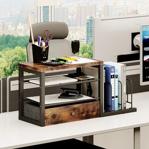 Homeiju Wood Desk Organizer with Drawers, Desk File Organizer with 3 Vertical File Holders, File Shelf,Storage for Mail, Supplies,Classroom Organization - Image 5
