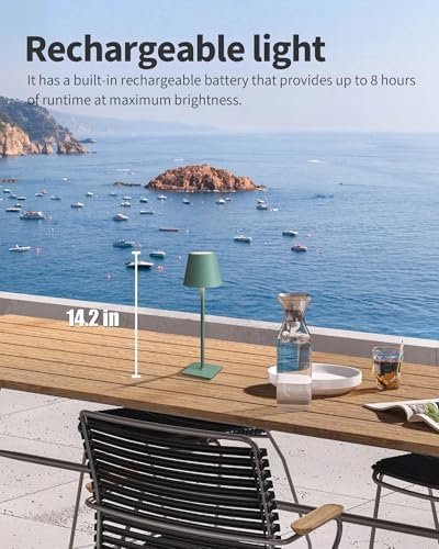 KDG 2 Pack Cordless Green Table Lamps, Rechargeable Portable LED Desk Lamps - Image 2