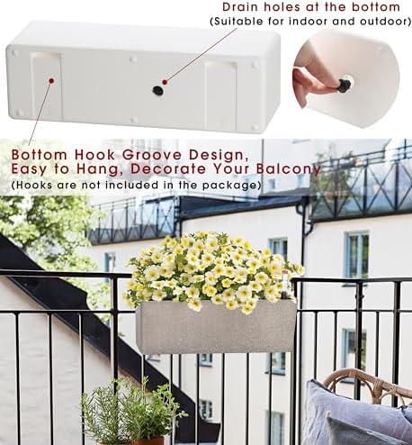 Elongated Self Watering Planter Pots 2-Pack Window Box 5.5 x 16 inch Indoor Home Garden Modern Decorative Pot for All House Plants Flowers Herbs (Coffee,2) - Image 5