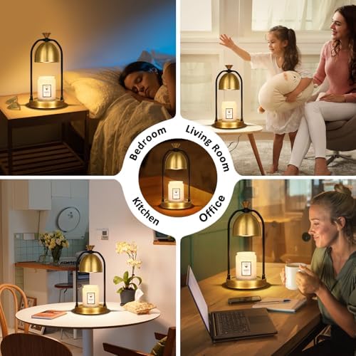 Hong-in Gold Candle Warmer Lamp with Timer-Modern Room Decor Aesthetic Vintage, Gifts for Women,Dimmable Wax Melt Warmer for Scented Wax with 2 Bulbs - Image 4