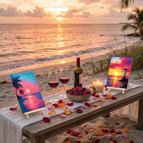 Sherr 36 Pcs Pre Drawn Canvas Painting Kits for Adults Cute Printed to Paint Set 8" x 10" Stretched Panels Natural Scenery Theme Painting for DIY Art Sunmmer Date Night Party Favor - Image 6
