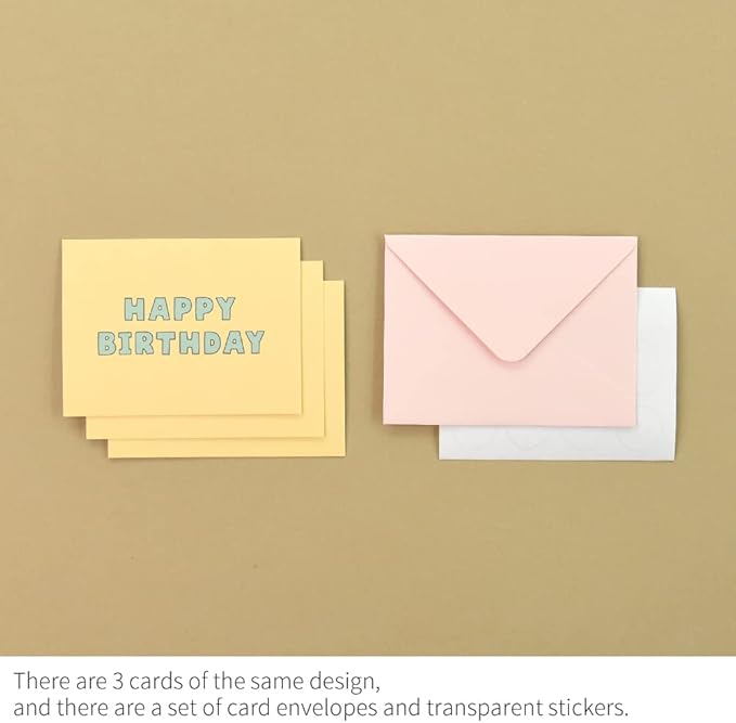 Monolike Day-by-day Card, Happy birthday-Candy pop - Mix 36 Mini Single cards, 36 envelopes, 36 stickers Package