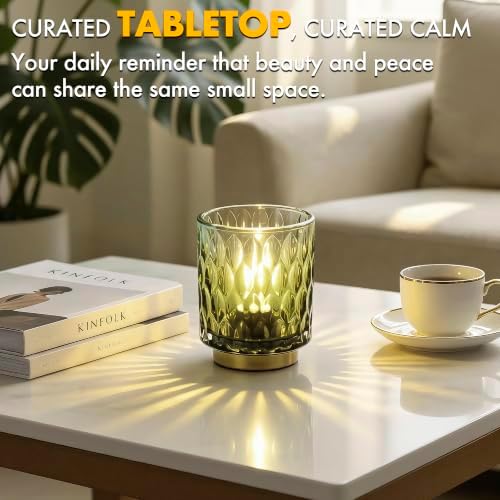 Battery Operated Table Lamp,Cordless Small Decorative Lamp,Green Gradient - Image 3