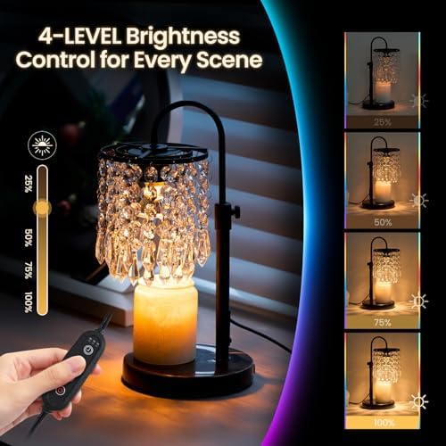 Candle Warmer Lamp with Timer Dimmer and 3 Bulbs, Lamp Candle Warmer with Marble Base,Wax Melt Warmer for Jar Candles, Birthday Gifts for Women Mom, House Warming Gifts New Home Decor (RGB-Black) - Image 4