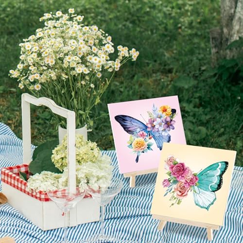 Sherr 24 Pcs Pre Drawn Canvas for Adult, Butterfly, 8 x 8 Inch - Image 3
