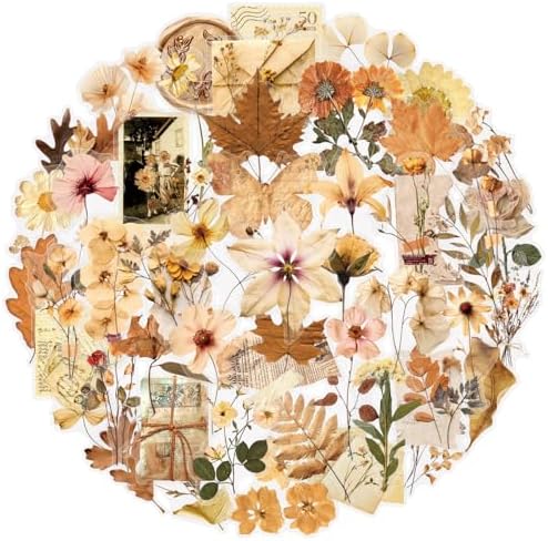 50PCS Transparent Flora Scrapbook Stickers, Vintage Aesthetic Flowers Sticker for Scrapbooks Travel Journal, Vinyl Waterproof for Water Bottles Laptop Phone Scrapbook Supplies DIY Crafts(Flower-A) by Unknown