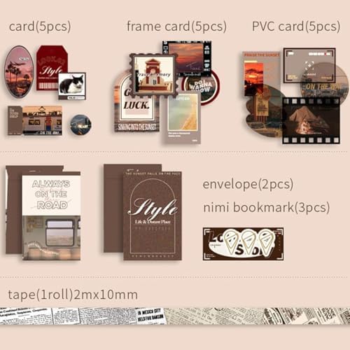 ATIRAMANIYA 346pcs Vintage Scrapbook Kit Aesthetic Junk Journal Set with Stickers, Washi Tape, A6 Notebook & Decorative Paper, All-in-One Scrapbook Kit Stationery (Time Traveler) - Image 3