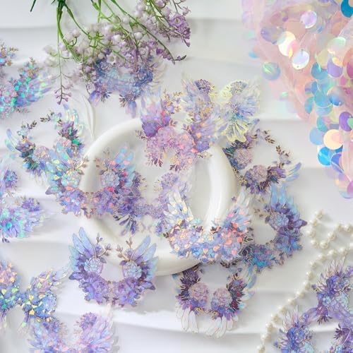 40Pcs Large Gilt Flower Wings Stickers for Scrapbooking,Self-Adhesive Floral WingsStickers Scrapbook Supplies Journaling Stickers for Water Bottle Adult Card Making Letters DIY Cards Decoration - Image 4