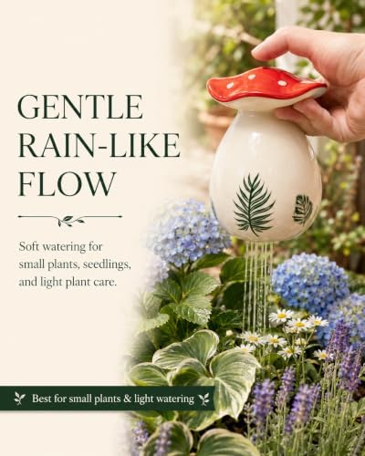 Cute Mushroom Thumb Watering Can, Handmade Ceramic Watering Bell for Small Indoor Plants, Gentle Rain Plant Waterer, Cottagecore Mushroom Decor, Plant Lover Gift - Image 4
