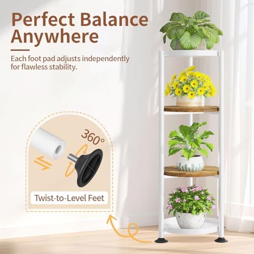 LASZOLA Plant Stand Tall Flower Holder for Indoor Corner, 4 Tier White - Image 5