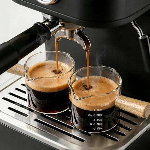 YARRAMATE 2.5oz Double Spout Espresso Shot Cups, 2 Pack with Handle by YARRAMATE