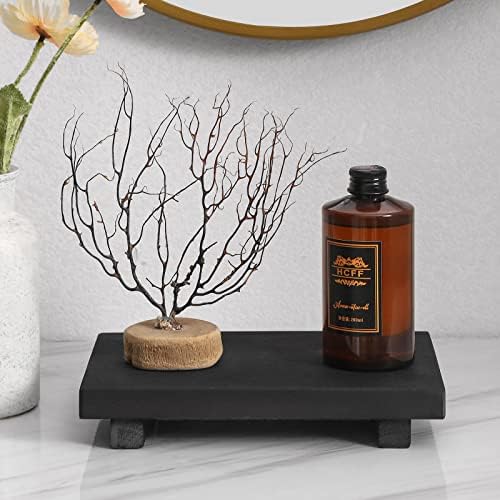 Wood Bathroom Tray Farmhouse Decor Kitchen Soap Holder, 9"x6" Black - Image 4