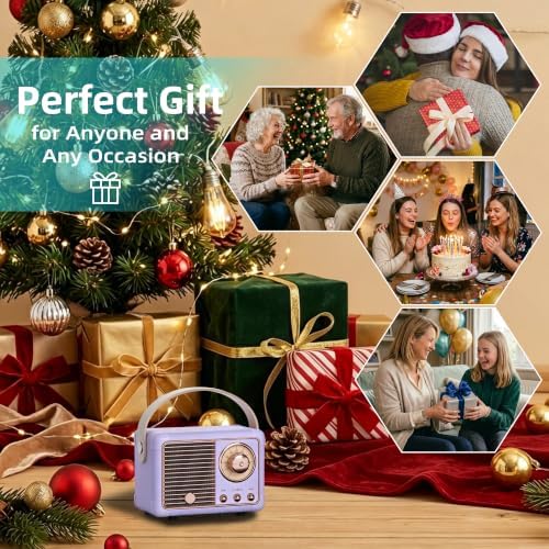 Baolira Retro Bluetooth Speaker, Gifts for Teen Girls Women, Purple Decor - Image 2