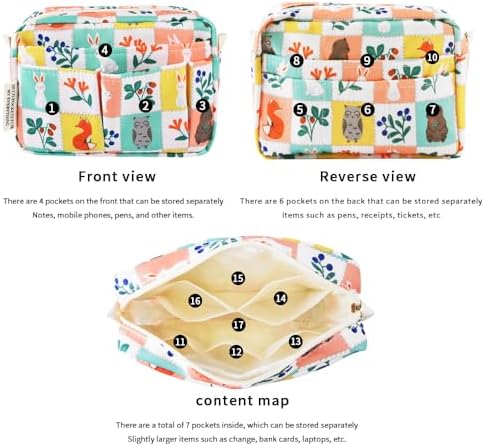 Multiple Pockets Portfolio Organizer with Zipper,Makeup Bag Pencil Pouch - Image 4