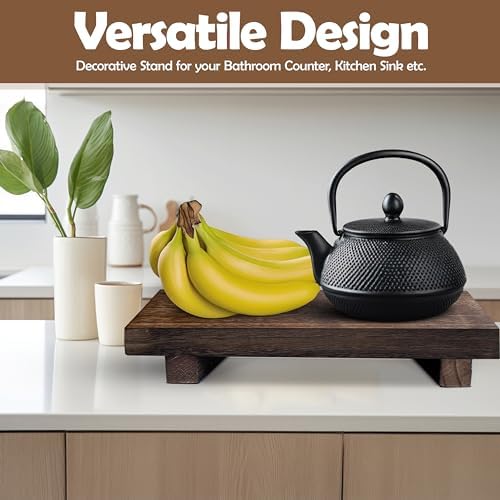 Wood Riser Rustic - Rectangular Pedestal Stand - Brown, 9 x 6 x 1.5 Inch - Image 5