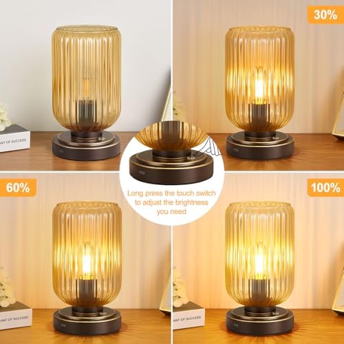 LightRound Cordless Table Lamp for Bedroom, Touch Stepless Dimmable Modern - Image 3