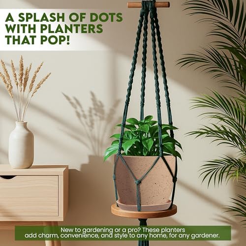 Plant Pots Indoor with Drainage 5 Pack Multisize Planters Spotty Peach Pink - Image 3