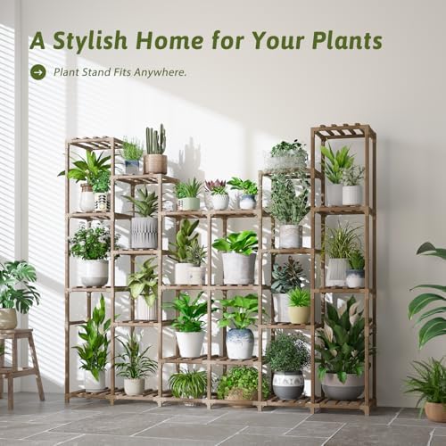 GENTINGBRO 22 Tiers Plant Shelf for Plants Large Indoor Plant Stand Plant Rack Extra Large Wood Plant Stands for Hanging Plant Holder for Patio Balcony Garden - Image 2