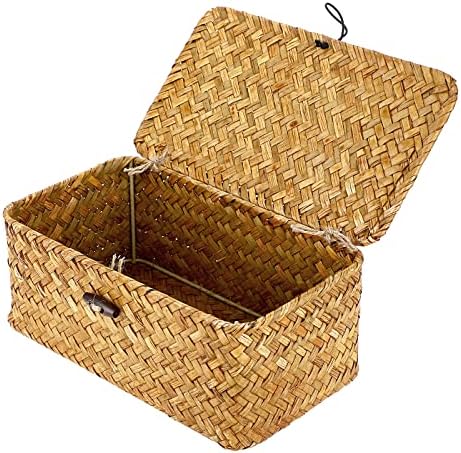 Hipiwe Wicker Shelf Baskets Bin with Lid X-Small Handwoven Basket for Shelf by Hipiwe