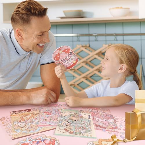 Girls 3D Miniature Scene Stickers, 4 Sets Mini Shop DIY House Stickers for Clothing Store, Coffee Shop, Bakery, Dessert Shop, Cute 3D Cartoon Sticker Scenes for Adult Kids Relief Stress Pass The Time - Image 5