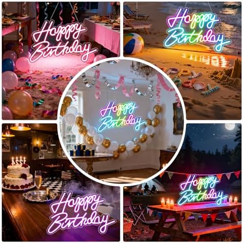Happy Birthday Neon Sign for Wall Decor, RGB Led Neon Dimmable - Image 3