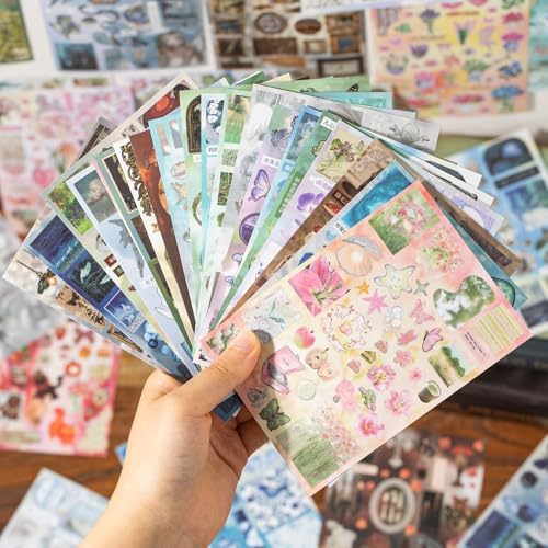Japanese Retro Sticker Book, 800 Cartoon Stickers Book with Art Coated Paper Creative Activity Stickers for Adults, DIY Scrapbooking Phone Cases Laptops Party Gifts (Starlight Old Dreams) - Image 4