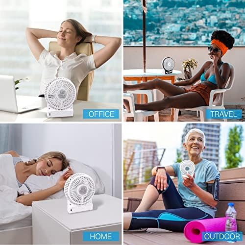 efluky 3-Speed Mini Desk Fan with LED Light, Portable USB Fan Quiet for Home, Office, Travel, Camping, Outdoor, Indoor, 4.9-Inch, White - Image 6
