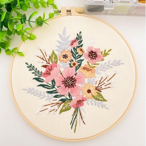 Silentsea Embroidery Kit, Floral and Nature Designs, with Hoops, Needlework Pattern Set (Flower) - Image 3