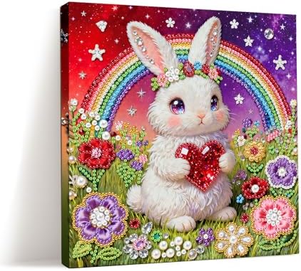 ARTopet DIY Pearl Painting Kit with Frame Gemstone Pearl Diamond Dots Beads Canvas Art Craft for Adult Beginners Display for Tabletop and Wall Mounting Home Decor-Rabbit by ARTopet