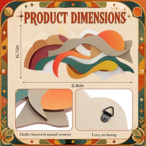Mifoci Mid Century Modern Wood Wall Art, Abstract Wall Decor, Horizontal - Image 2