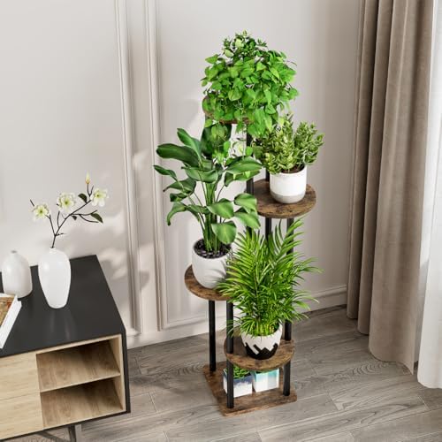 AZERPIAN Plant Stand Indoor Tall Corner Tiered Shelf 5 Tier Metal MDF Board - Image 6