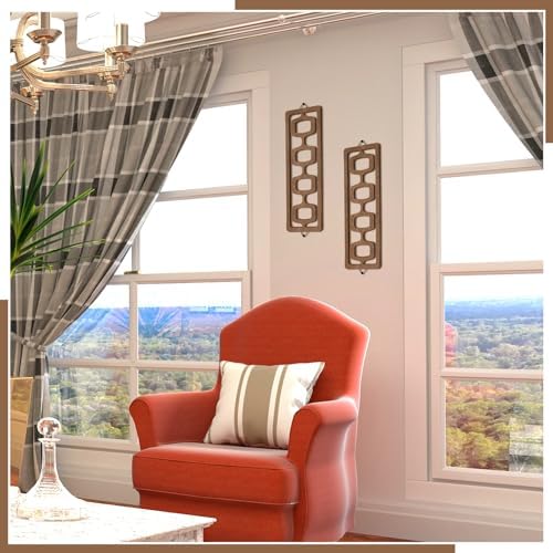 CroBlissful 2pcs Mid Century Modern Wall Art Geometric Wall Decor, Brown - Image 5