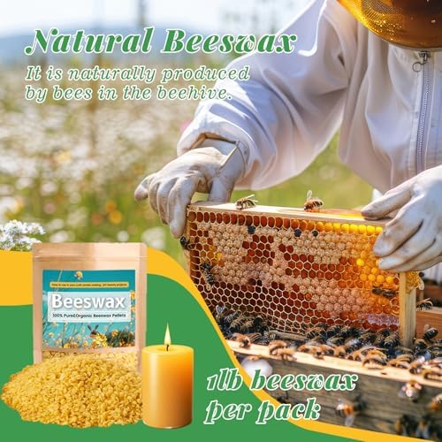 Handnatur Beeswax Candle Making Kit for Adult, 4lb Wax for Candle Making, Including Organic Beeswax with Digital Wax Melter, Cotton Wick, Wick Stickers - Image 3