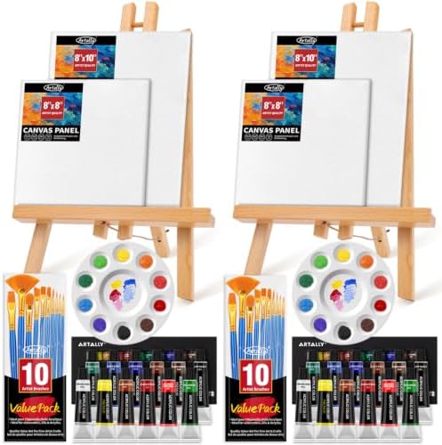Set of 2 Acrylic Painting Kits for Adults and Couples, Sip and Paint Kit for Date Night, Acrylic Painting Kit with Canvas Boards and Easels, Professional Art Set for Couples, Families, Beginners by Unknown