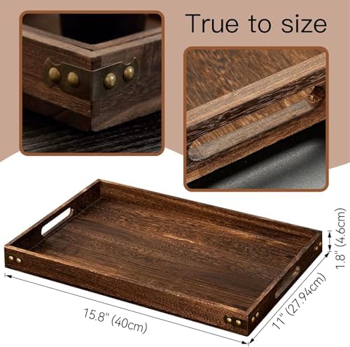 Wood Serving Tray with Handles for Breakfast in Bed, Coffee Table - Image 4