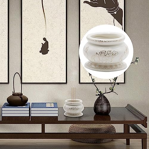 Ceramic Incense Burner Pot, Small Incense Bowl Lotus Incense Holder for Meditation, Prayer & Yoga for Praying Buddha Tibetan Buddhist Altar Incense Censer 4 Inches - Image 6