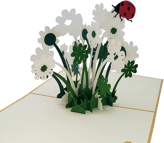iGifts And Cards Ladybug Flower 3D Pop-Up Card – Blooming Floral Keepsake for Birthday, Mother’s Day, Thank You, Friendship, Sympathy – Nature Lovers, Mom, Wife, Bee Keeper – 6 x 6