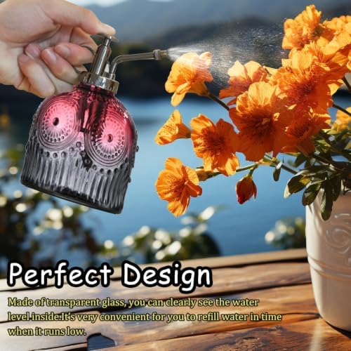 Plant Mister Glass Watering Can Bottle (7.78 oz, Red-Gray Gradient) - Image 5