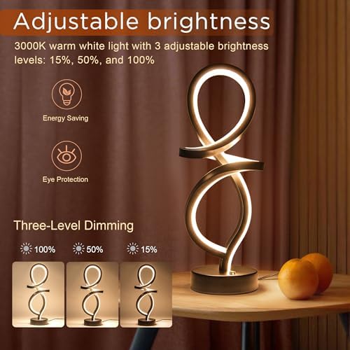 RGB Modern Small Table Lamp with LED Spiral Design, 15W Nightstand Lamp - Image 4
