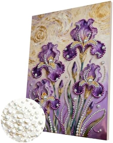 DIY Pearl Painting with Frame, Creative Design, Handmade Stress-Relieving Home Wall Decoration, Includes Frame and Tools-Iris-2 by Unknown