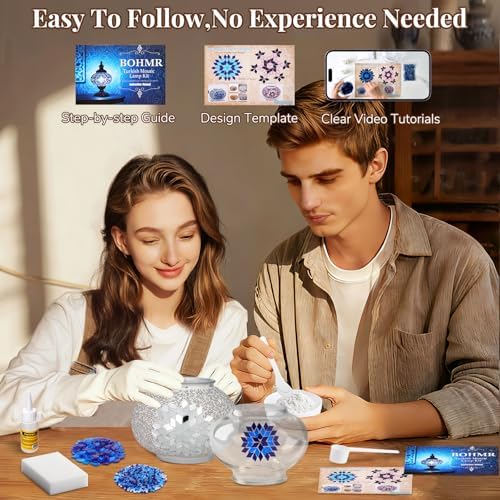 DIY Turkish Mosaic Lamp Kit for Adults & Teens, 5.2" Shade, White - Image 2