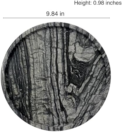 Travertine Tray, Small Ceramic Vanity Tray for Bathroom Counter Decor, Round Marble Decorative Trays for Coffee Table (Grey Black, Large Size) - Image 5