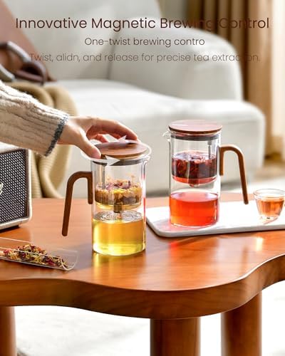 ZENS Magnetic Glass Infuser Teapot for Loose Tea, 28oz Magic Tea Maker - Image 2