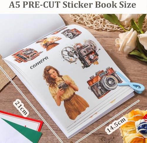Snycler Sticker Book for Journal 20 Sheets Vintage PET Washi Stickers-5 - Image 3