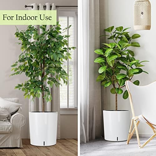 SAROSORA Large Round Self Watering Planter Pot 12.5'' 2-Pack for Home Garden Patio Tall Tree(White 2-Pack) - Image 4