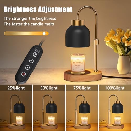 seenlast Candle Warmer Lamp with Dimmer Adjustable Height, 2/4/8H Timer,Vintage Home Decor for Scented Jar - Image 2